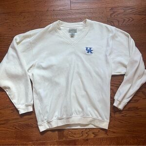 Kentucky Wildcats V Neck Sweater Mens Large White Blue UK Cutter Buck
